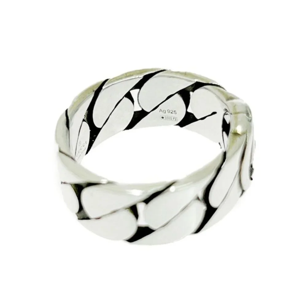 Gucci Silver Interlocking G Chain Ring 6.4 g 925 Engraved Ring - Picture 6 of 8